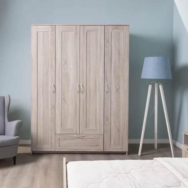 2.02.01.490.3 СИРИУС шкаф 4 двери и 1 ящик 156х59х220 сонома RU