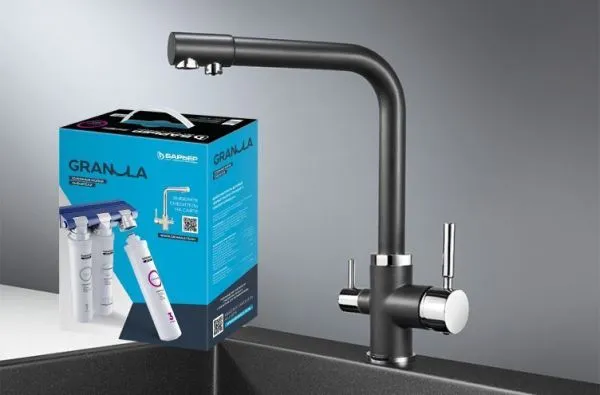 Комплект кухонный смеситель Granula 2015 Чёрный + Фильтр Granula Комплект кухонный смеситель Granula 2015 Чёрный + Фильтр Granula