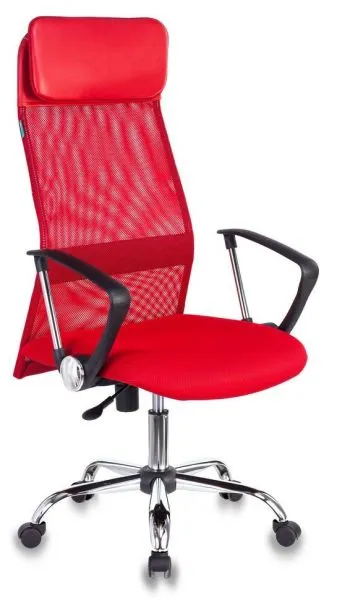 Кресло руководителя Бюрократ KB-6N красный TW-35N TW-97N сетка/ткань с подголов. крестов. металл хром Кресло руководителя Бюрократ KB-6N красный TW-35N TW-97N сетка/ткань с подголов. крестов. металл хром