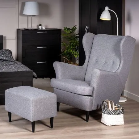 Кресло для отдыха Вало серый, ткань рогожка