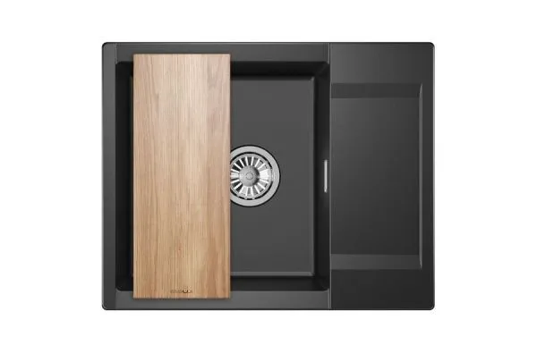 ES-6202, ШВАРЦ (чёрный металлик), кухонная мойка, кварц, ESTETICA ES-6202, ШВАРЦ (чёрный металлик), кухонная мойка, кварц, ESTETICA