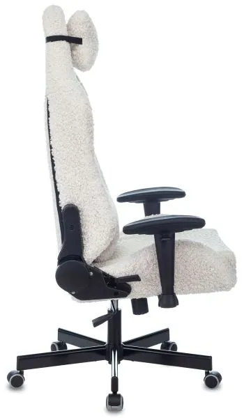 Кресло игровое Knight T1 молочный экомех с подголов. крестов. металл