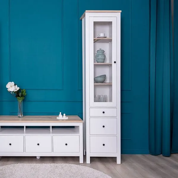 2.08.07.120.14 САГА шкаф с витриной 50 белый/ясень RU 2.08.07.120.14 САГА шкаф с витриной 50 белый/ясень RU