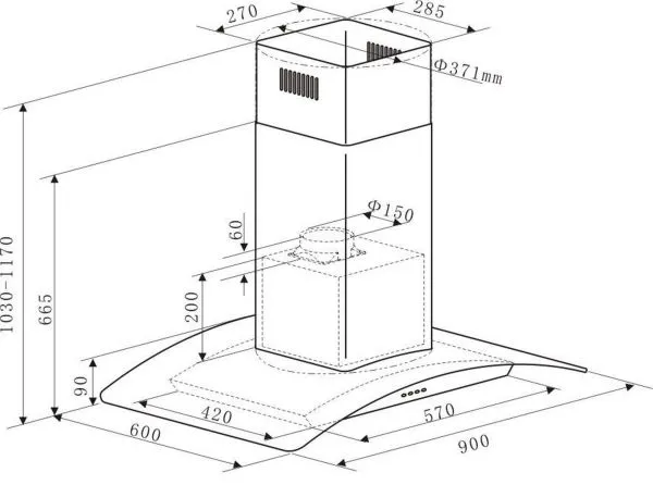 Кухонная вытяжка MAUNFELD Ancona PlusA Glass Isla 90 Черный