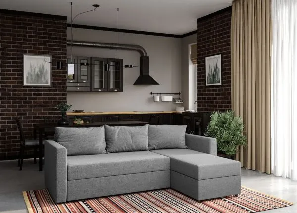 Диван трехместный с угловой секцией Вало КП Malmo 90 (grey) SA