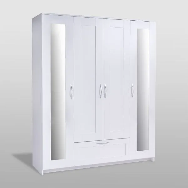 2.02.01.042.1 СИРИУС шкаф комбинированный "4 двери и 1 ящик белый RU (с 2 зеркалами)"