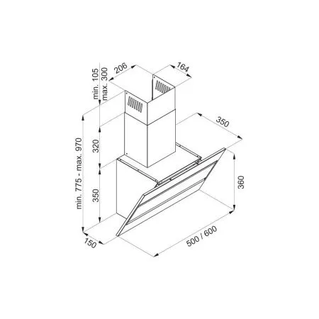 Кухонная вытяжка MAUNFELD Bridge Line 60 черный\вставка сатин Черный