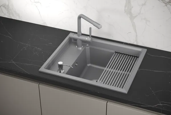 KS-6004, АЛЮМИНИУМ, кухонная мойка, кварц KS-6004, АЛЮМИНИУМ, кухонная мойка, кварц