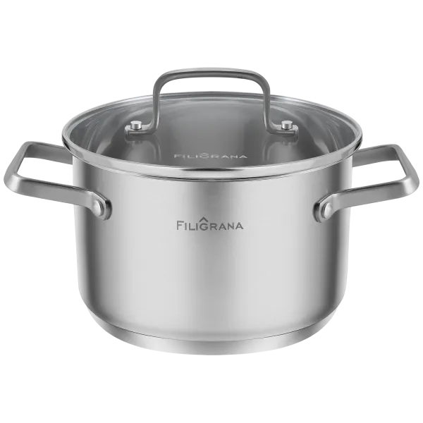 Кастрюля FILIGRANA MOLLY FG50MLL01CR из нержавеющей стали со стеклянной крышкой, 22  см, 4,7 л.