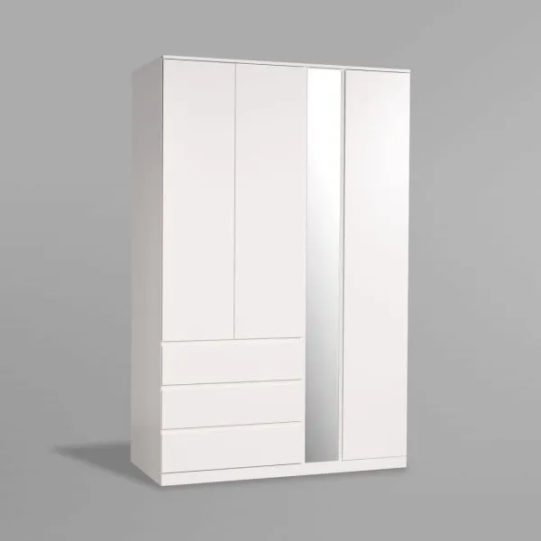 S01217 Варма Стор 144 шкаф распашной с зеркалом 222х144х57, белый