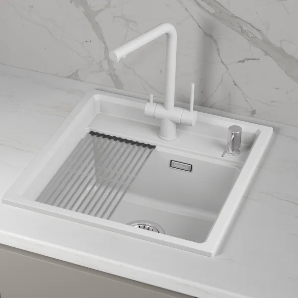 KS-5002i, АРКТИК (БЕЛЫЙ)  кухонная мойка, кварц KS-5002i, АРКТИК (БЕЛЫЙ)  кухонная мойка, кварц