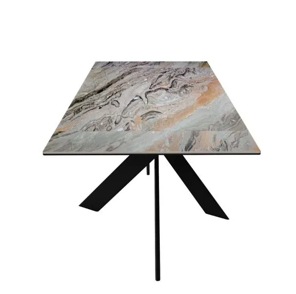 Стол DikLine EKX180, Керамика Venetian Brown Light глянец (К4), опоры черные (2 уп.)