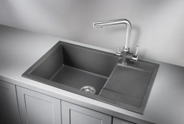 7805, ГРАФИТ (ЧЁРНО-СЕРЫЙ), кухонная мойка, кварц