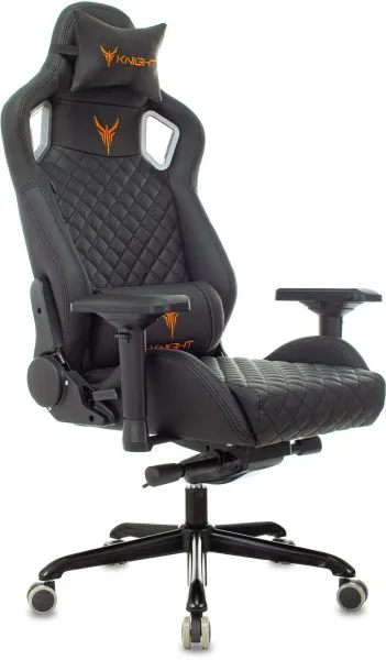 Кресло игровое Knight TITAN черный ромбик экокожа с подголов. крестов. металл