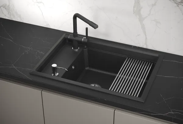 KS-7305, ЧЁРНЫЙ, кухонная мойка, кварц KS-7305, ЧЁРНЫЙ, кухонная мойка, кварц