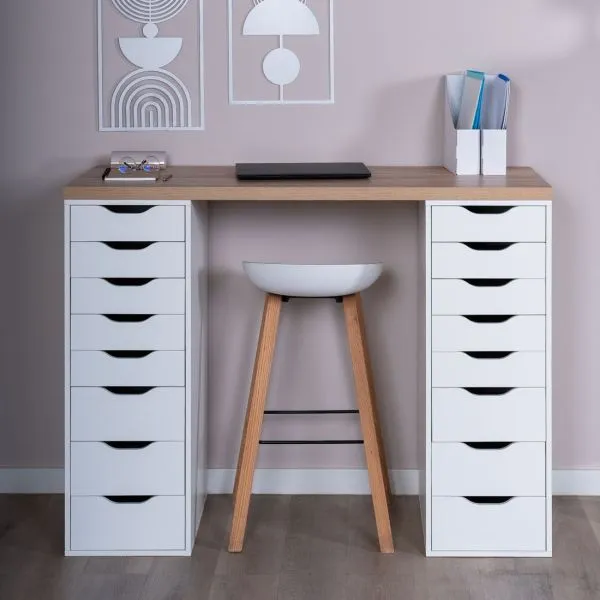 S00937 Ингар 2/88 стол письменный 140x106x55, дуб беленый/белый