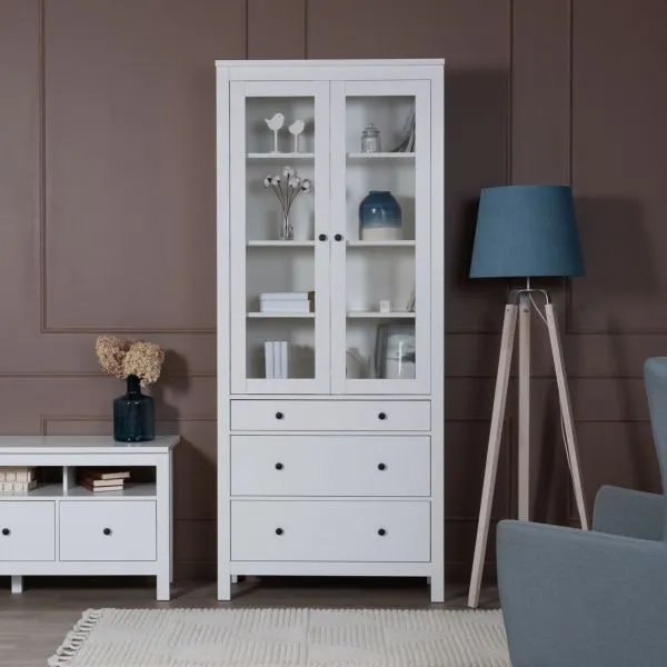 2.08.07.130.1 САГА шкаф с витриной 90 белый RU 2.08.07.130.1 САГА шкаф с витриной 90 белый RU