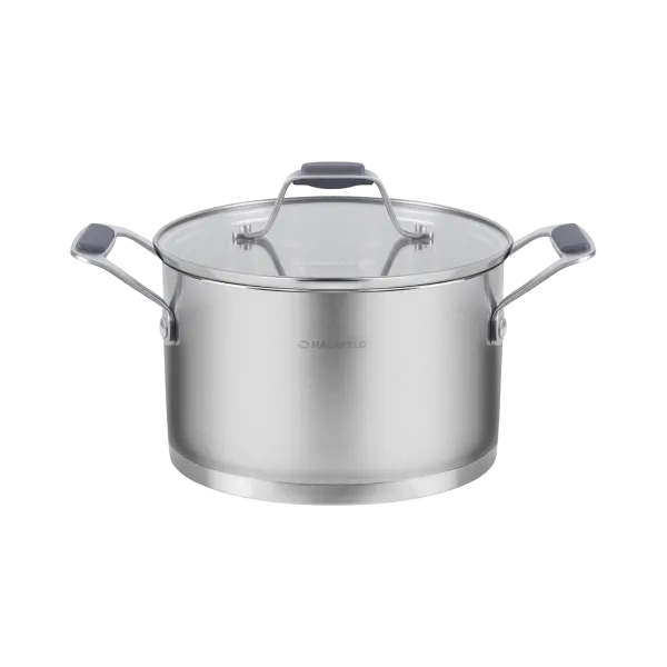 Кастрюля MAUNFELD MADISON MF20MS01CR из нержавеющей стали со стеклянной крышкой, 16 см, 1,9 л.