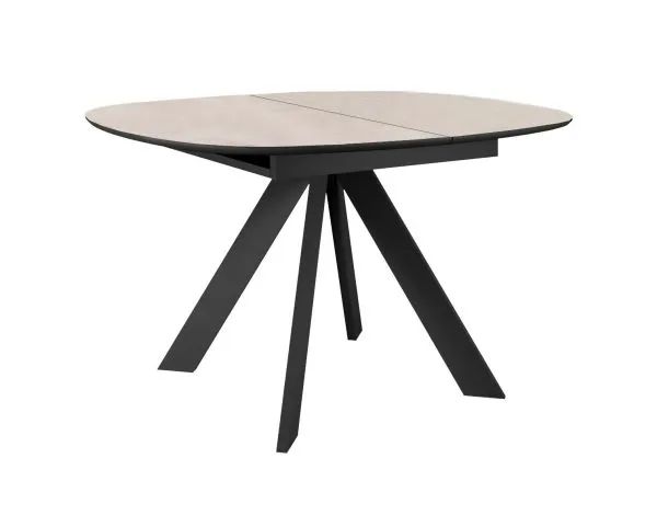 Стол DikLine BK100 Керамика Krater Perla (бежевый матовый)/подстолье черное/опоры черные