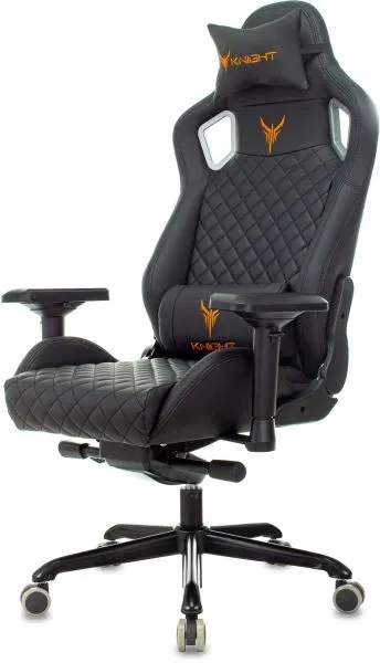 Кресло игровое Knight TITAN черный ромбик экокожа с подголов. крестов. металл