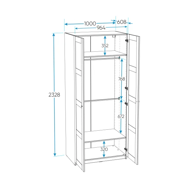 2.06.01.050.4 МАКС шкаф 2 двери 100х61х233 серый RU 2.06.01.050.4 МАКС шкаф 2 двери 100х61х233 серый RU