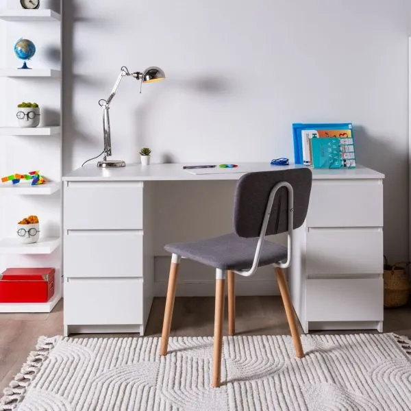 2.03.06.040.1 КАСТОР стол письменный 6 ящиков 151х65 RU белый 2.03.06.040.1 КАСТОР стол письменный 6 ящиков 151х65 RU белый