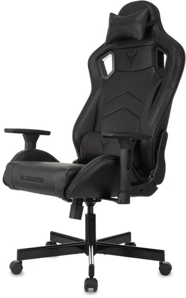 Кресло игровое Knight Gladiator черный экокожа крестов. металл