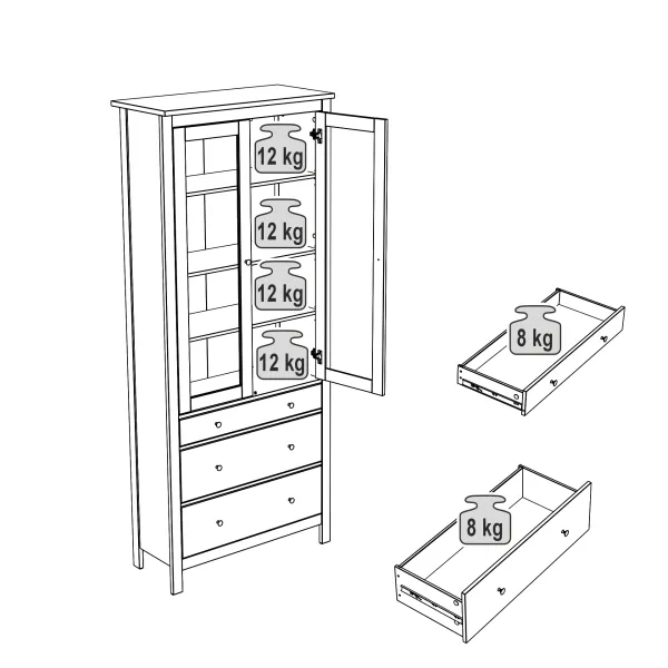 2.08.07.130.1 САГА шкаф с витриной 90 белый RU 2.08.07.130.1 САГА шкаф с витриной 90 белый RU