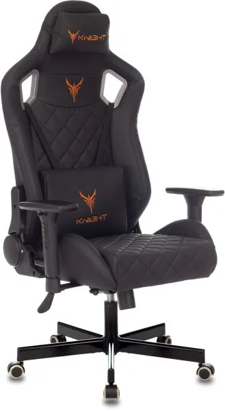 Кресло игровое Knight Outrider черный ромбик экокожа с подголов. крестов. металл