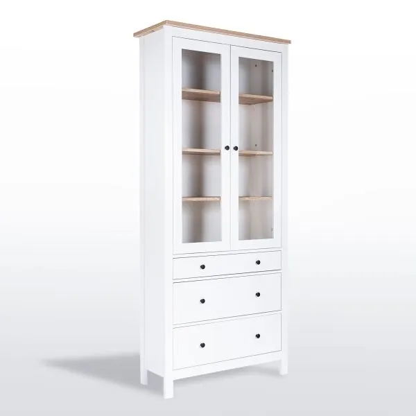 2.08.07.130.14 САГА шкаф с витриной 90 белый/ясень RU 2.08.07.130.14 САГА шкаф с витриной 90 белый/ясень RU