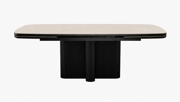 Стол DikLine DKO160 Керамика Krater Perla (бежевый матовый)/подстолье черное/опоры черные (2 уп.)
