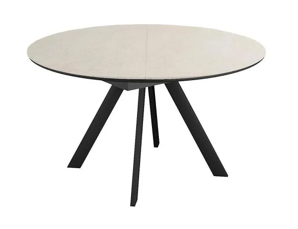 Стол DikLine SKC120 d1200 Керамика Krater Perla (бежевый матовый)/подстолье черное/опоры черные