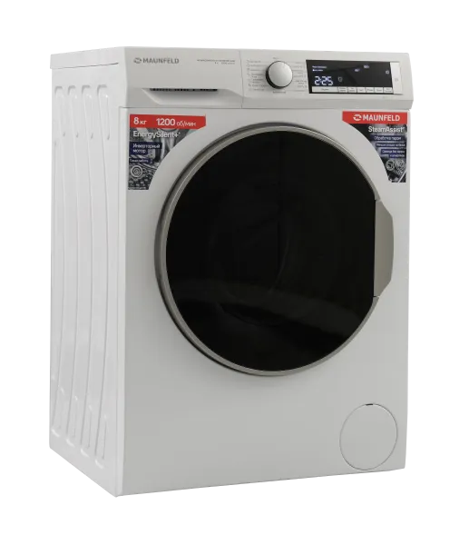 Стиральная машина с инвертором и паром MAUNFELD MFWM128300 ST INVERTER SLIM Белый