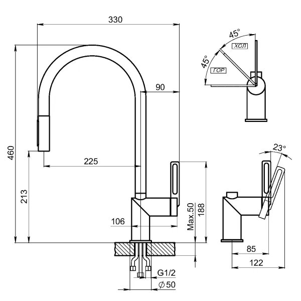 GR-8172, ШВАРЦ, СМЕСИТЕЛЬ КУХОННЫЙ С ВЫДВИЖНЫМ ИЗЛИВОМ GR-8172, ШВАРЦ, СМЕСИТЕЛЬ КУХОННЫЙ С ВЫДВИЖНЫМ ИЗЛИВОМ