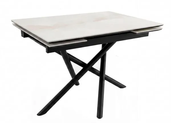 Стол DikLine BKX110 Керамика белый Icelandic white jade (Ostra Bianco Light)/подстолье черное/опоры черные (2уп.)