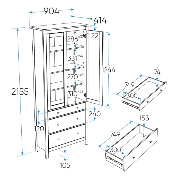 2.08.07.130.1 САГА шкаф с витриной 90 белый RU 2.08.07.130.1 САГА шкаф с витриной 90 белый RU