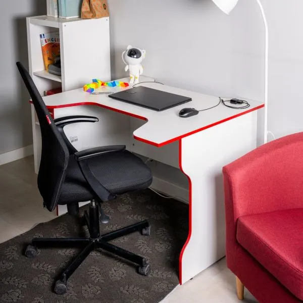 S00579 ВАРДИГ К2 стол компьютерный 100x75x82, белый/красный