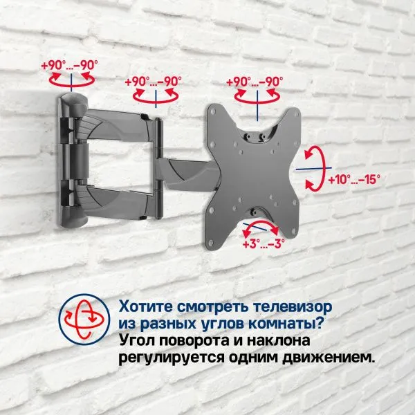 Кронштейн для ТВ наклонно-поворотный MAUNFELD MTM-2342FM, 23"-42" Черный Кронштейн для ТВ наклонно-поворотный MAUNFELD MTM-2342FM, 23"-42" Черный