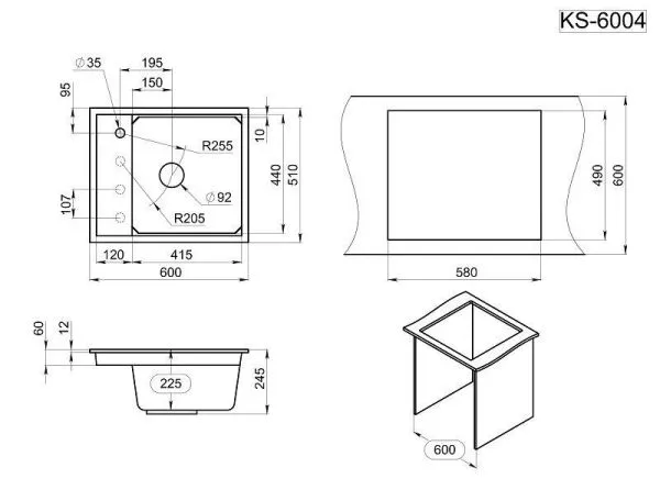 KS-6004, АЛЮМИНИУМ, кухонная мойка, кварц KS-6004, АЛЮМИНИУМ, кухонная мойка, кварц