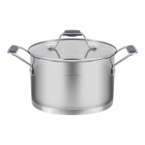 Кастрюля MAUNFELD MADISON MF40MS01CR из нержавеющей стали со стеклянной крышкой, 20 см, 3,6 л.