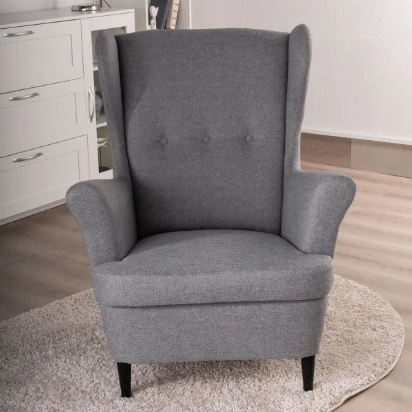 Кресло для отдыха Вало серый, ткань рогожка