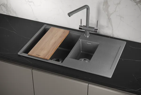 ES-7808, ГРАФИТ, кухонная мойка, кварц, ESTETICA ES-7808, ГРАФИТ, кухонная мойка, кварц, ESTETICA