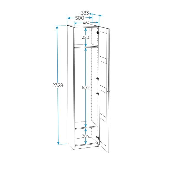 2.06.01.020.4 МАКС шкаф 1 дверь 50х38х233 серый RU 2.06.01.020.4 МАКС шкаф 1 дверь 50х38х233 серый RU
