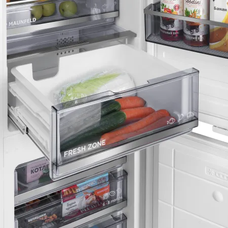 Встраиваемый холодильник NO FROST с инвертором MAUNFELD MBF19354NFWGR LUX Inverter Белый