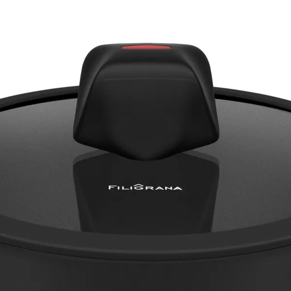 Ковш FILIGRANA CARITA  FG18CRT01SP из кованого алюминия со стеклянной крышкой, 18 см Черный