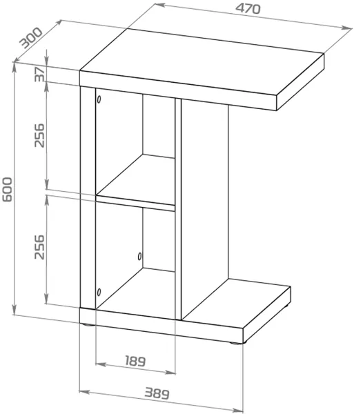 S00166 Энкель Т приставной стол 47х60х30, белый