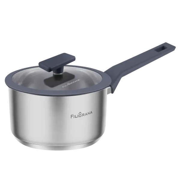 Ковш FILIGRANA STELLA FG18STL01SP из нержавеющей стали со стеклянной крышкой, 16 см, 1,8  л. Нержавеющая сталь