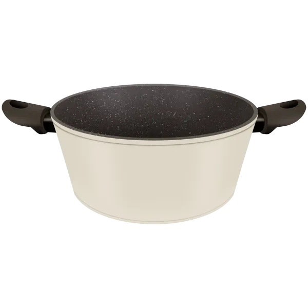 Кастрюля FILIGRANA EDDA FG24EDD01CS из кованого алюминия со стеклянной крышкой, 24 см Бежевый