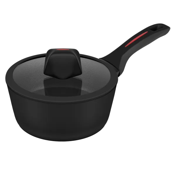 Ковш FILIGRANA CARITA  FG18CRT01SP из кованого алюминия со стеклянной крышкой, 18 см Черный