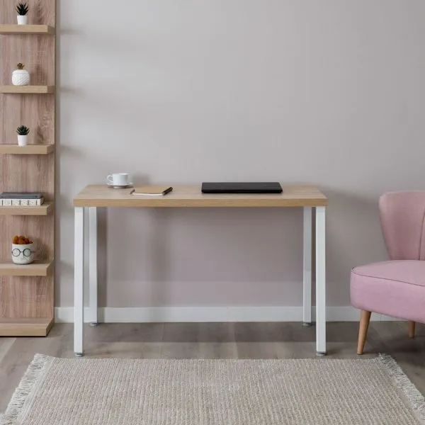 S00890 Ингар 1/ТТ стол письменный 120x75x55, дуб беленый/белый